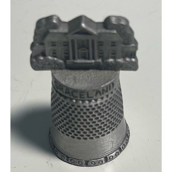 Pewter Thimble Graceland Souvenir Collectible Fort Elvis Presley - Picture 1 of 2